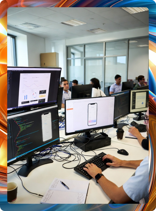 Developer working on multiple monitors